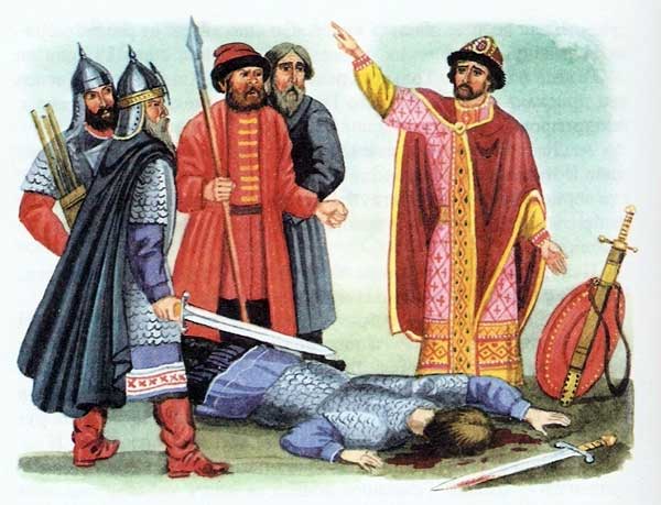 "Убийство Князя Бориса". Современная книжная иллюстрация.